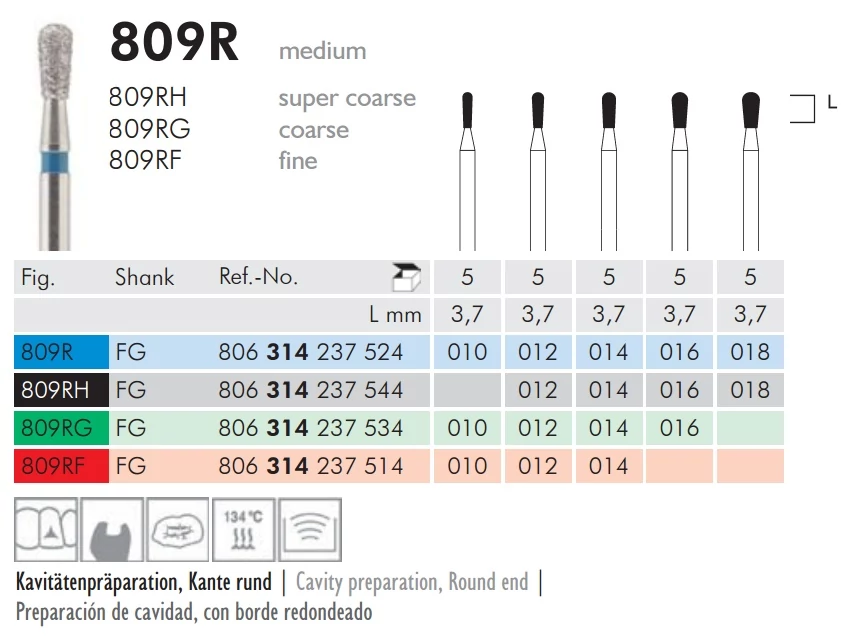 Gyémánt fúró turbinába 809R314014