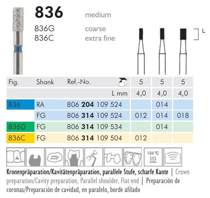 Gyémánt fúró turbinába 836G314014