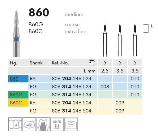 Gyémánt fúró turbinába 860C314009