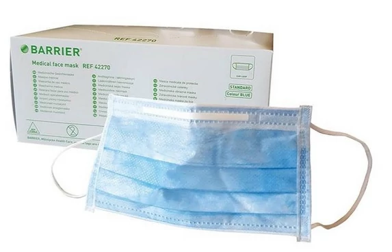 Szájmaszk orrmerevítős gumis, kék 50 db