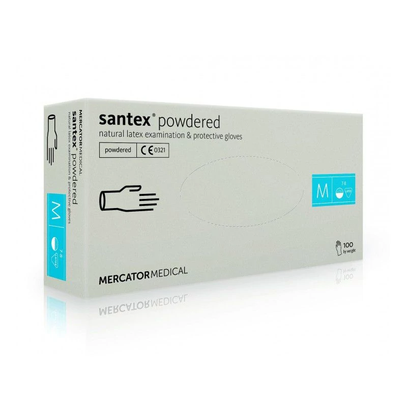 Santex latex púderes kesztyű M-es,100 db