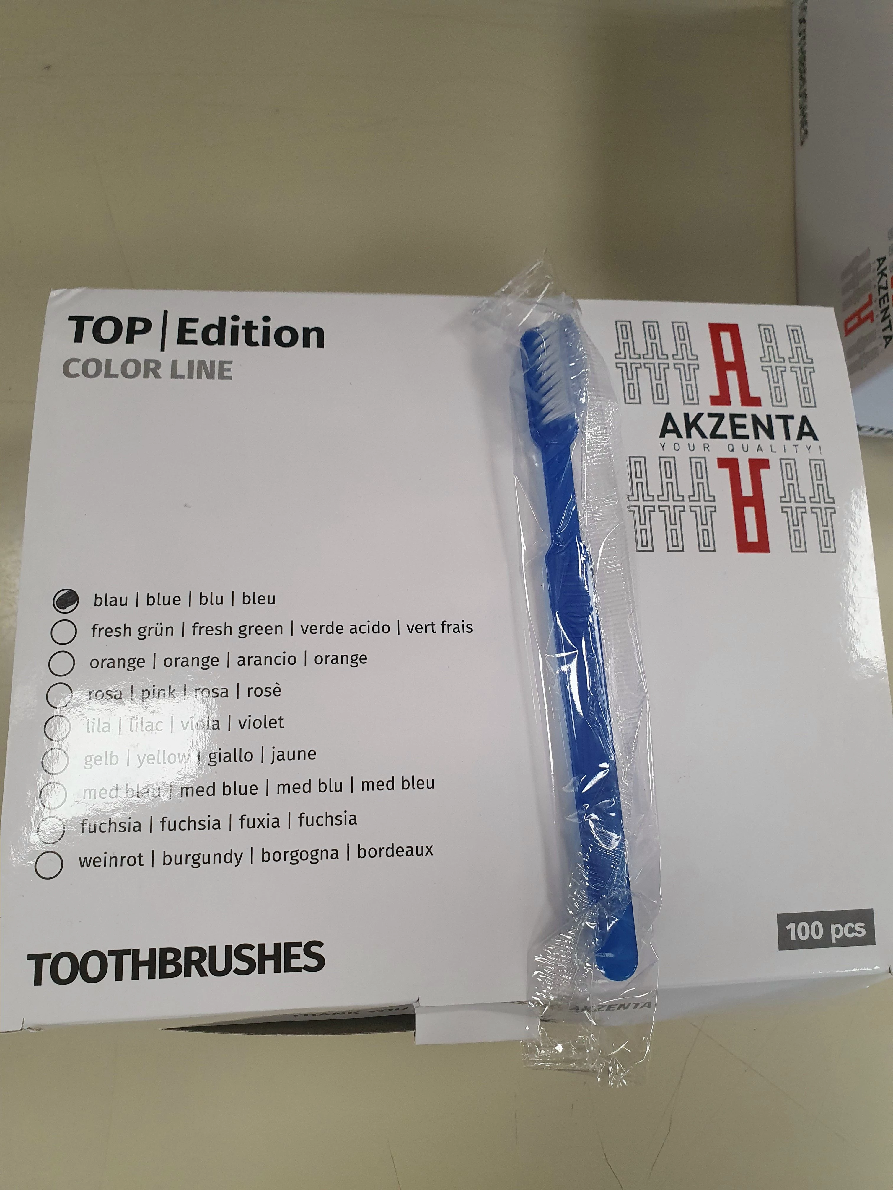 Egyszerhasználatos fogkefe, kék, 100db