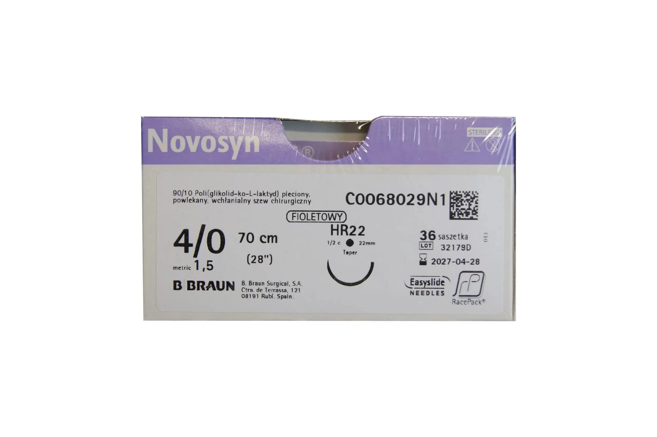 NOVOSYN VIOLET 4/0 (1,5) 70CM HR22 (M)RCP 36db