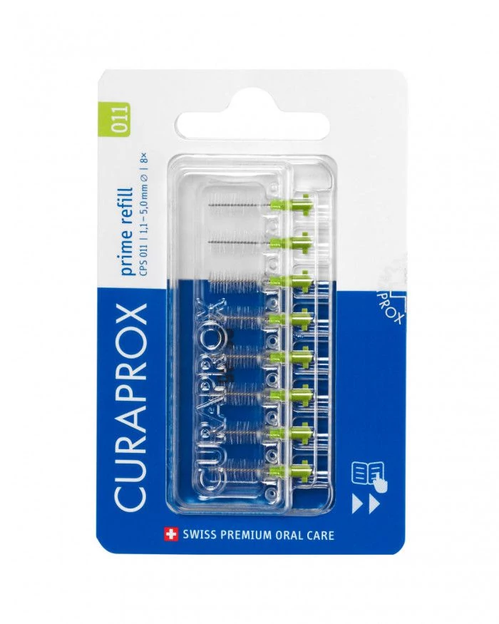Curaprox CPS 011 prime fogköztisztító kefe, világoszöld, utántöltő (8 db)
