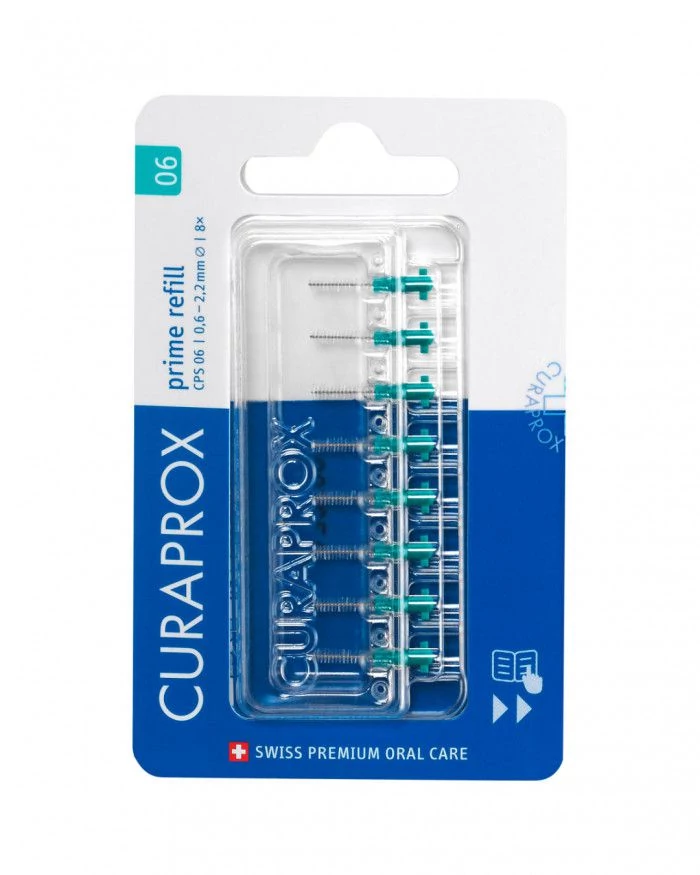 Curaprox CPS 06 prime fogköztisztító kefe, türkiz, utántöltő (8 db)