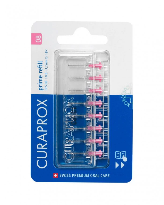 Curaprox CPS 08 prime fogköztisztító kefe, rózsaszín, utántöltő (8 db)